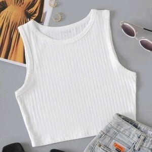 Women/Girls Solid Ribbed Knit Tank Top